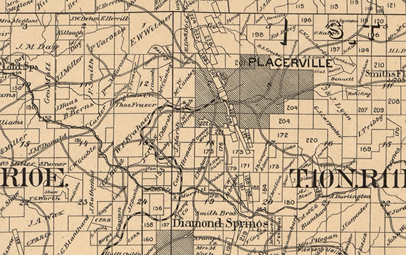 El Dorado County California 1895 County Old Wall Map Reprint Etsy