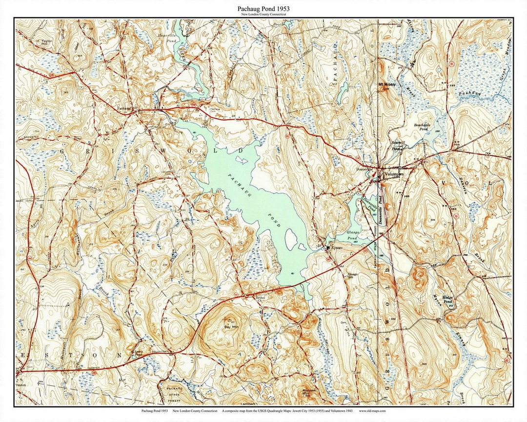 Pachaug Pond 1953 Map Reprint Old Topographic USGS Custom Composite Connecticut Etsy