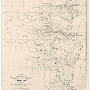 Defences Western Frontier  1837  Old Map Indian Territory and Mississippi Rover - Reprint 1843 regional