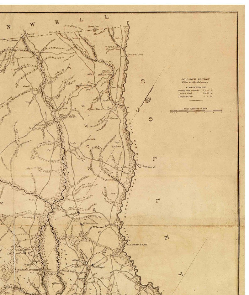 Beaufort District South Carolina 1825 County Wall Map Homeowner names Mills Atlas Reprint LC image 3