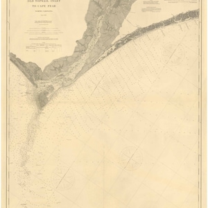 Old Topsail Inlet to Cape Fear -1897 Wilmington Southport Nautical Map Reprint  80000 AC Chart 149 North Carolina