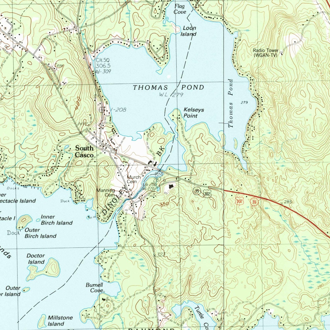 Sebago Lake 1984 Old Topographic Map USGS Custom Composite Etsy