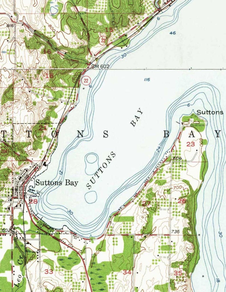 grand-traverse-bay-michigan-1957-usgs-old-topo-map-custom-etsy