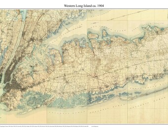 Western Long Island ca. 1904  New York - Old USGS Topo Map Custom Composite Reprint