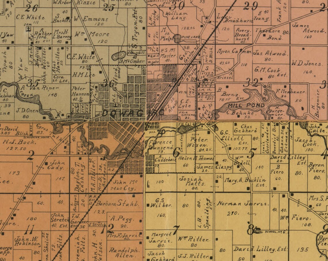 Cass County Michigan 1897 Old Wall Map Reprint With Etsy