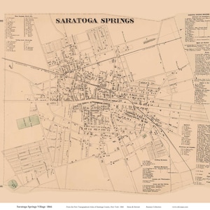 Saratoga Springs Village Special 1866 - Old Town Map Reprint - Saratoga County, New York - Homeowner Names, Genealogy - NY Atlas