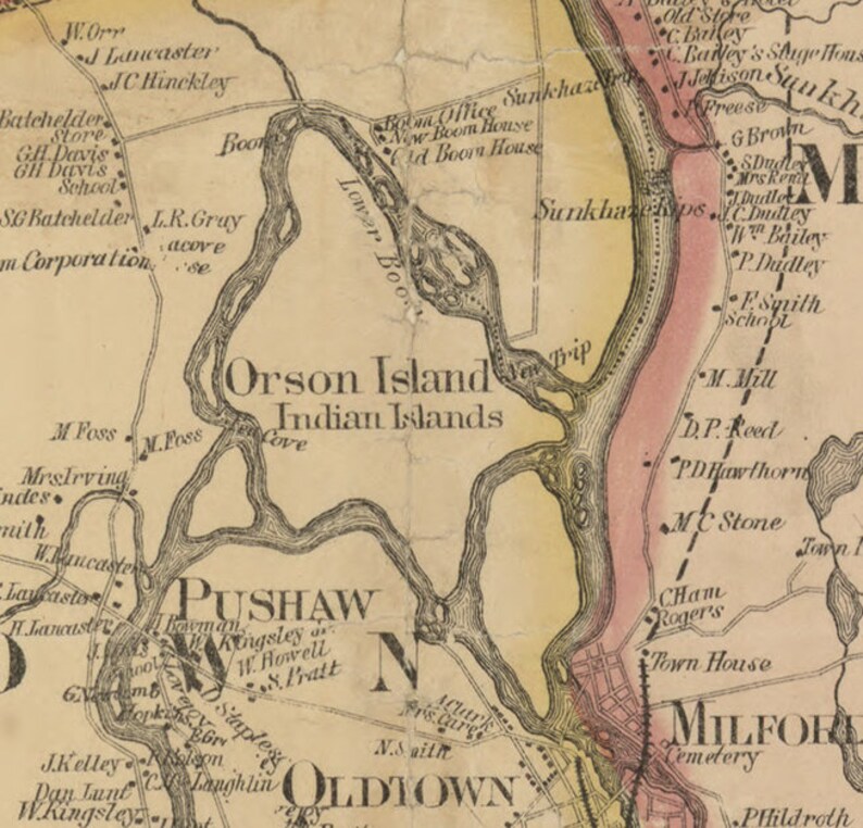 Penobscot County Maine 1859 Old Wall Map Reprint With Etsy