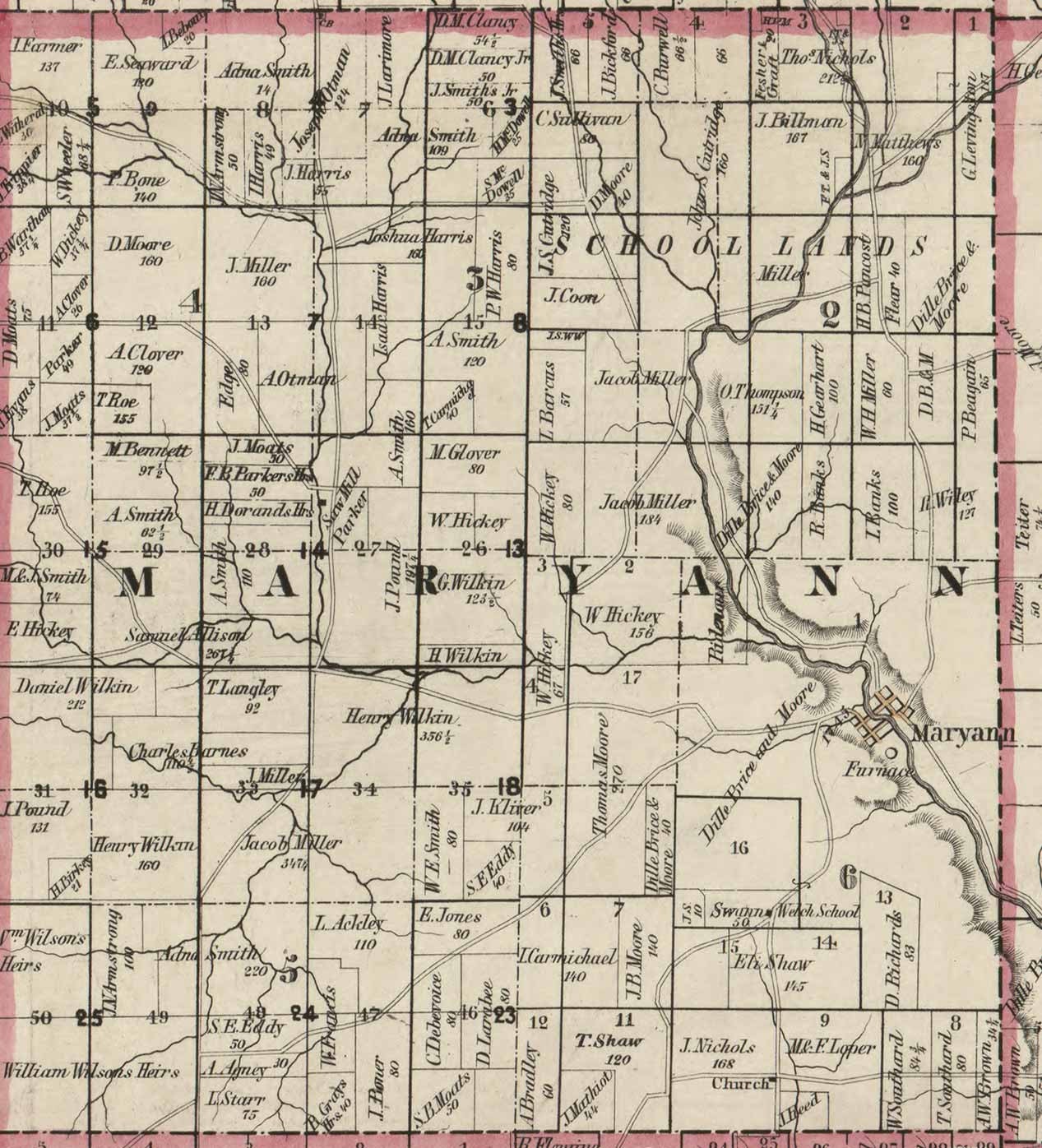 Licking County Ohio 1854 Old Wall Map Reprint With Homeowner Etsy