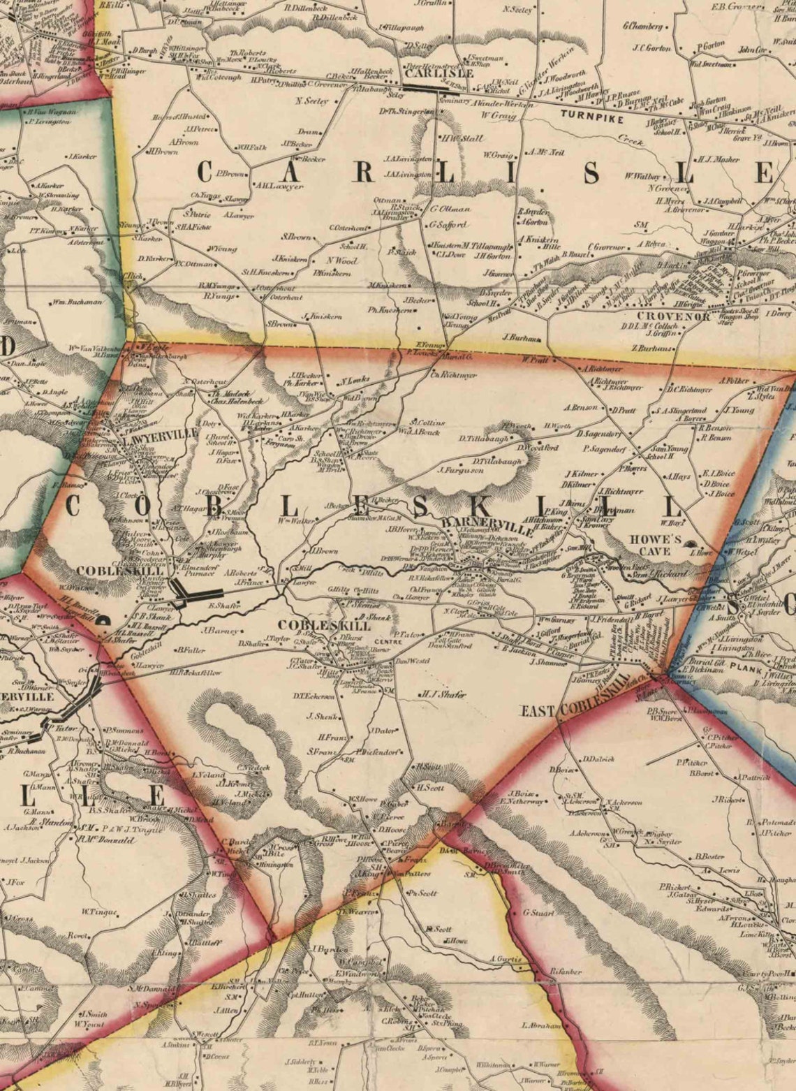 Schoharie County New York 1856 Wall Map Reprint With Etsy