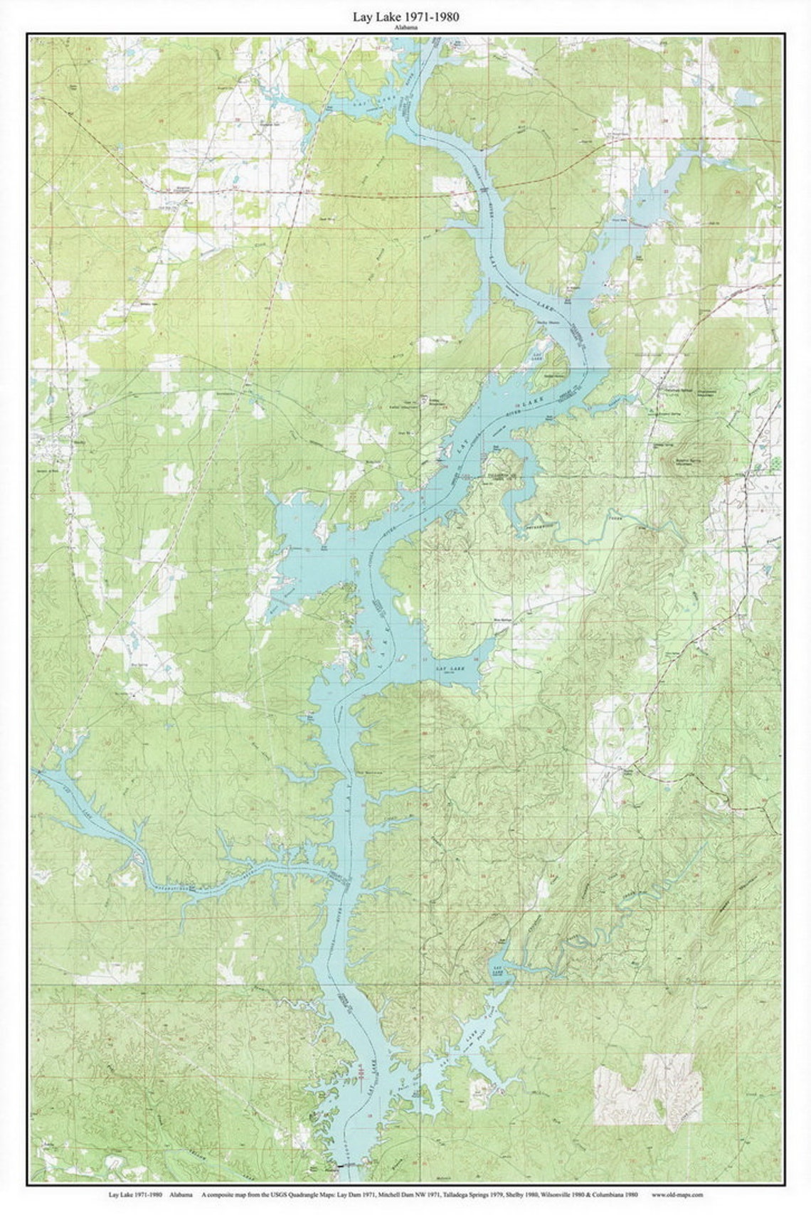 lay-lake-1971-1980-old-topographic-map-usgs-custom-composite-etsy