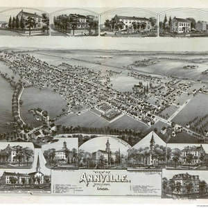 Annville Pennsylvania - 1888 - Birds Eye View Reprint