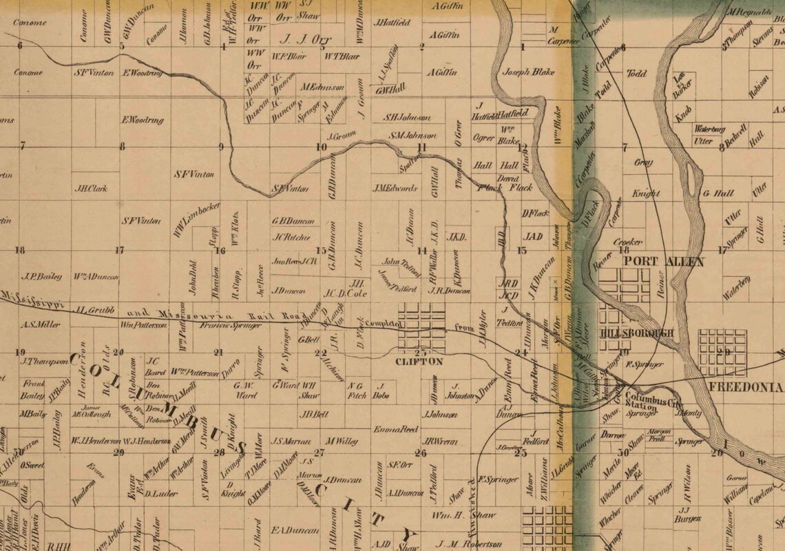 Louisa County Iowa 1858 Old Wall Map With Landowner Names Farm Etsy