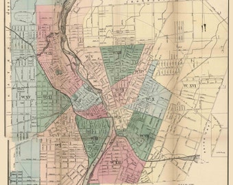 Rochester Nh Ward Map Rochester New York 1879 Map Monroe Co Reprint Ny Cities | Etsy
