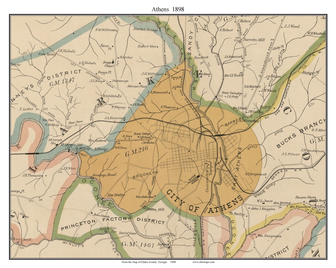 Athens 1898 Old Town Map With Homeowner - Il 1080xN.3896282640 Tf70 