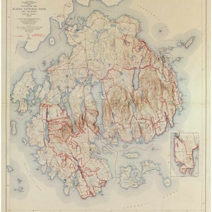 Acadia National Park 1942 Old Map  Maine -  Reprint LC MDI