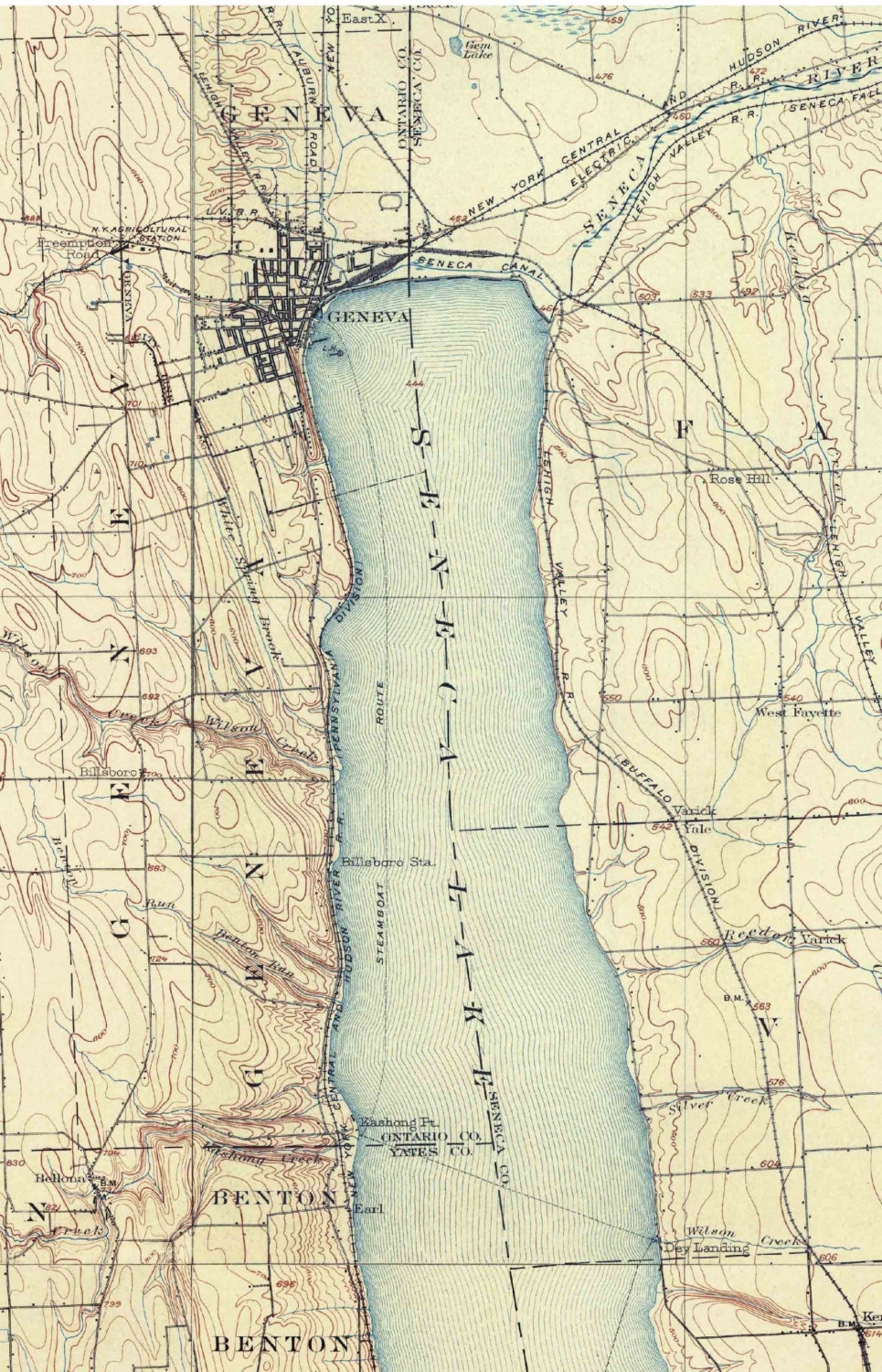 Seneca Lake 1902 USGS Old Topographical Map Custom Composite Etsy