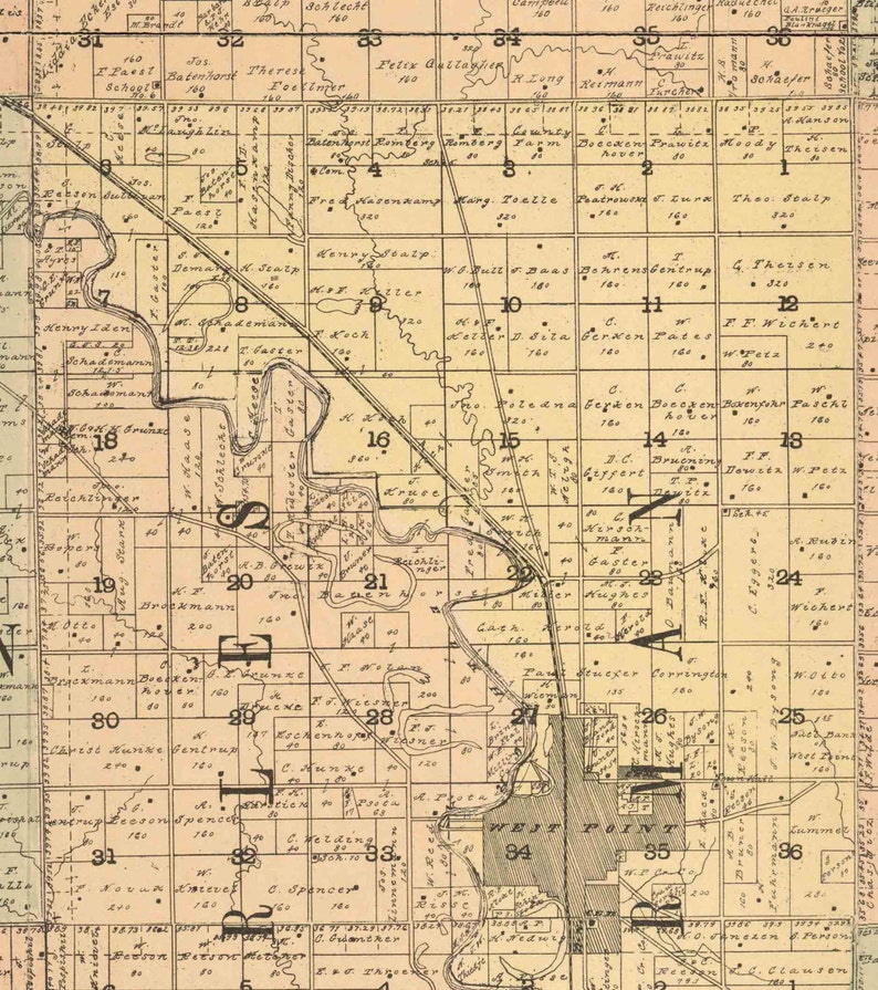 Cuming County Nebraska 1900 Old Wall Map Reprint With Etsy