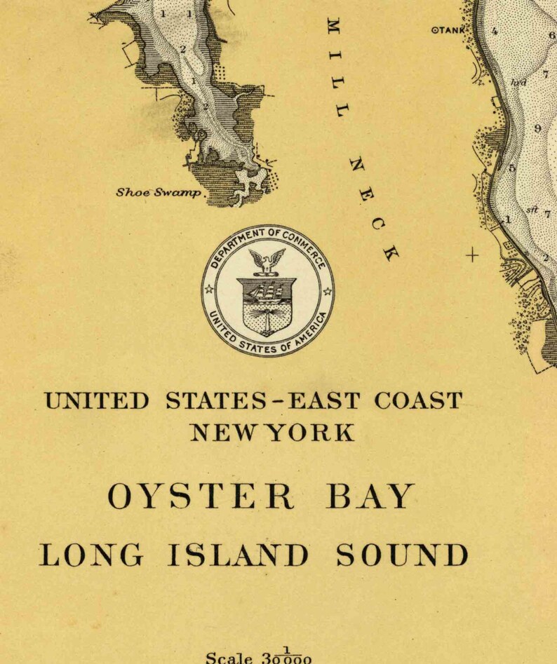 Oyster Bay NY 1916 Nautical Map Long Island Sound Reprint Etsy