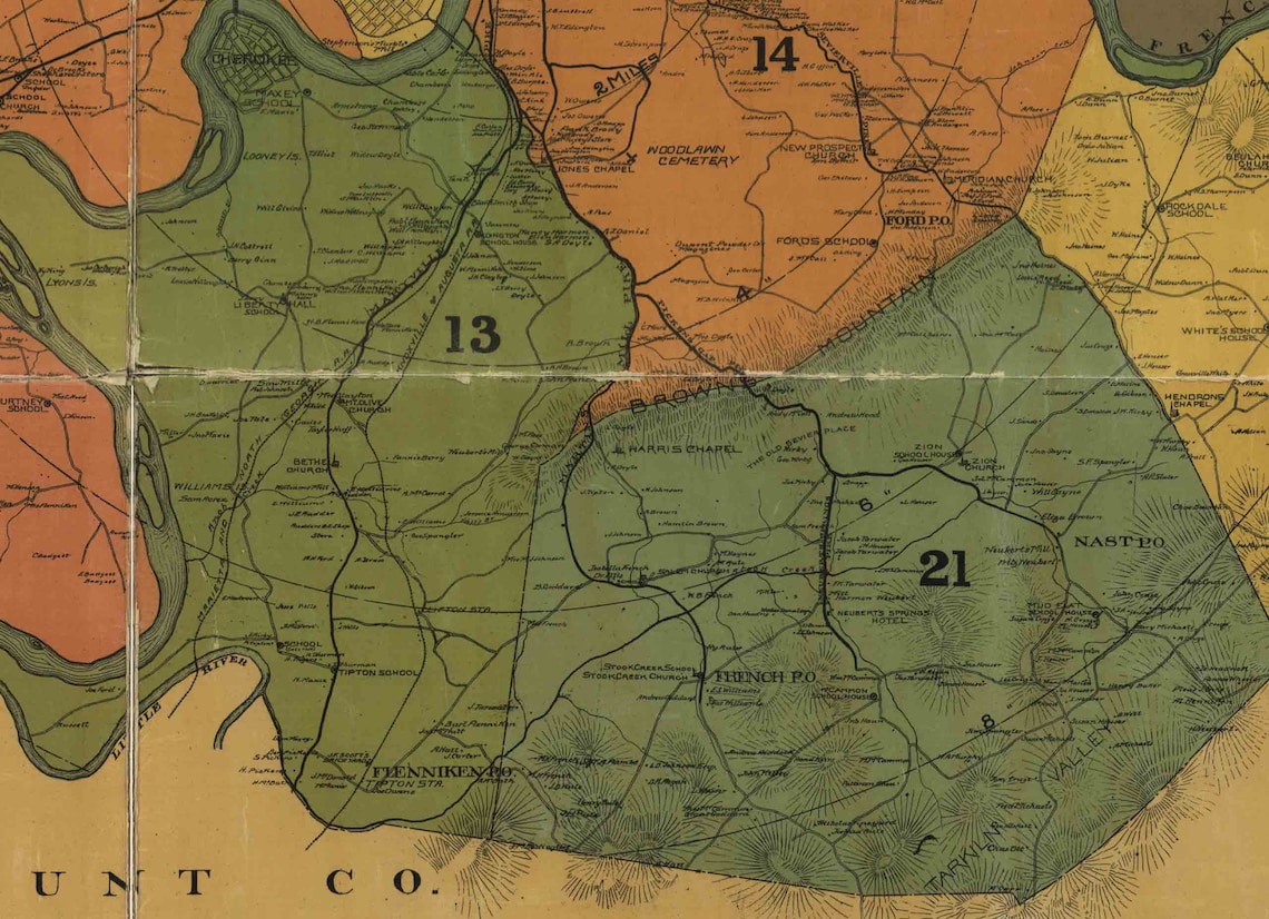 Knox County Tennessee 1895 Old Old Wall Map Reprint with Etsy España