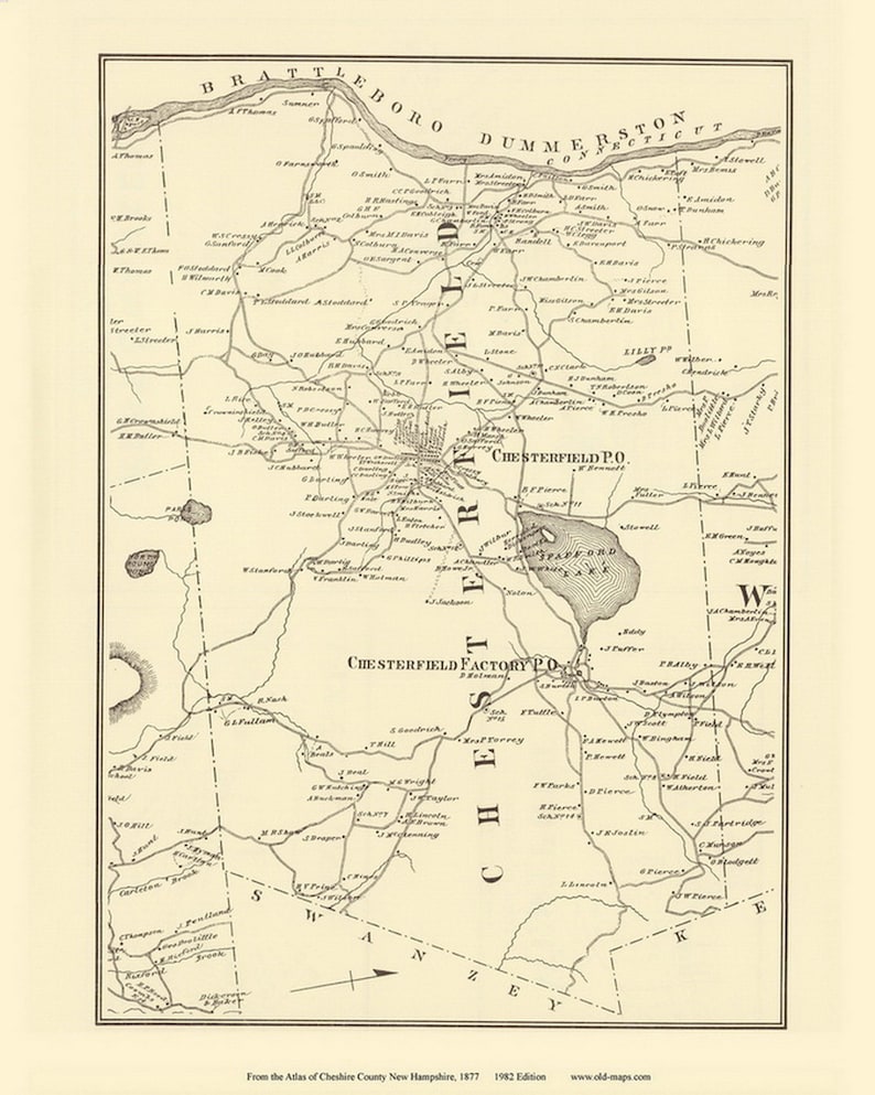 Chesterfield 1877 Old Town Map With Homeowner Names New - Etsy