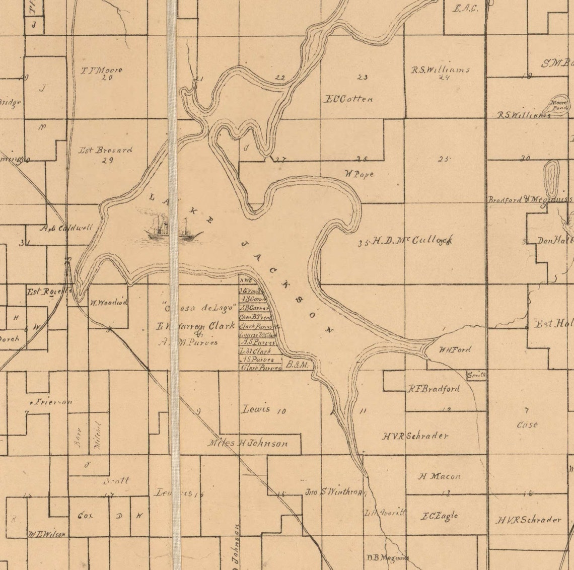 Leon County Florida 1883 Old Wall Map Reprint With Homeowner Etsy