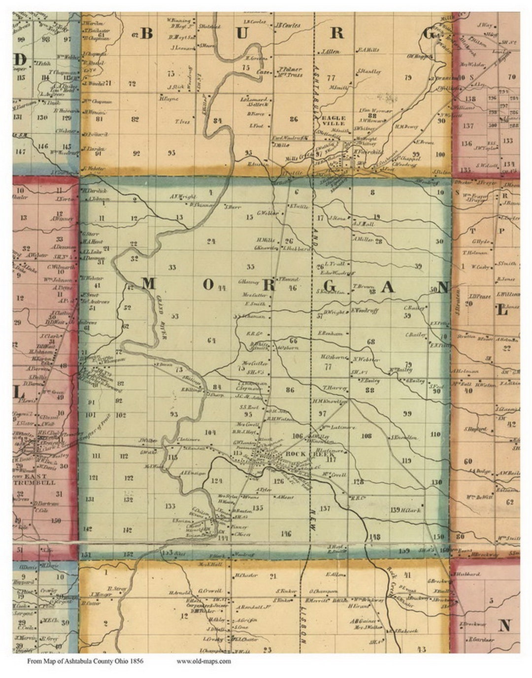 1856 Old Town Map With Homeowner Names Ohio Reprint Etsy