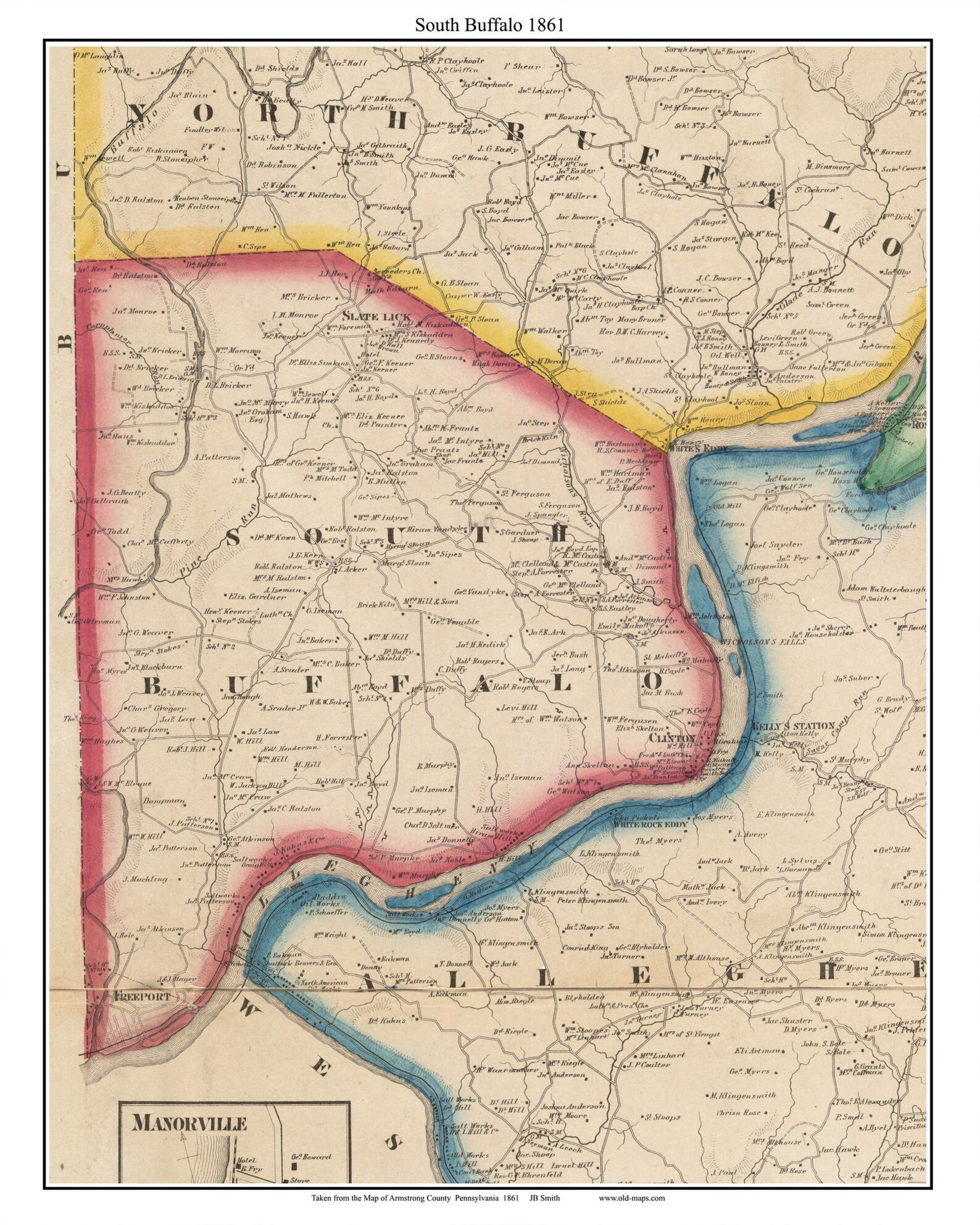 South Buffalo 1861 Old Town Map With Homeowner Names Slate Etsy