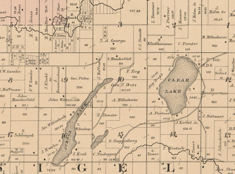 Brown County Minnesota 1886 Old Wall Map Reprint With Etsy
