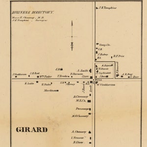 Branch County Michigan 1858 - Wall Map Reprint With Homeowner Names ...