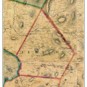 Jericho 1857 Old Town Map with Homeowner Names Vermont - Reprint Chittenden Co VT TM