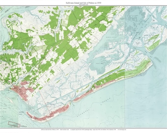 Sullivans Island 1959 Map Reprint - Mount Pleasant - Isle of Palms - 7x7 Old Topographic USGS Custom Composite COAST - South Carolina 07