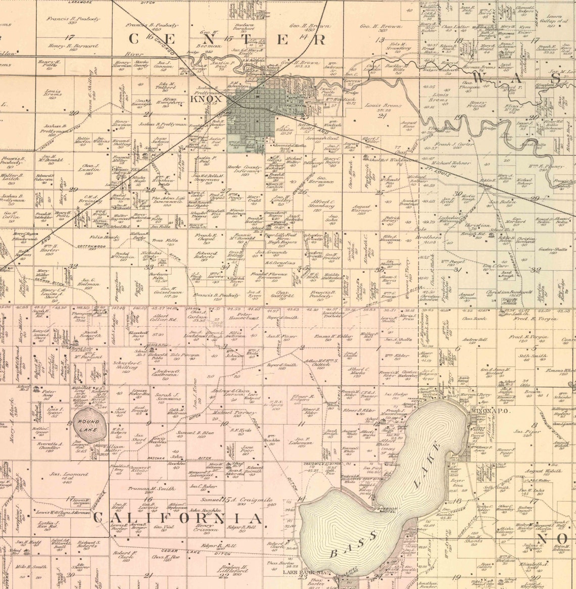 Starke County Indiana 1898 Old Wall Map Reprint with Etsy