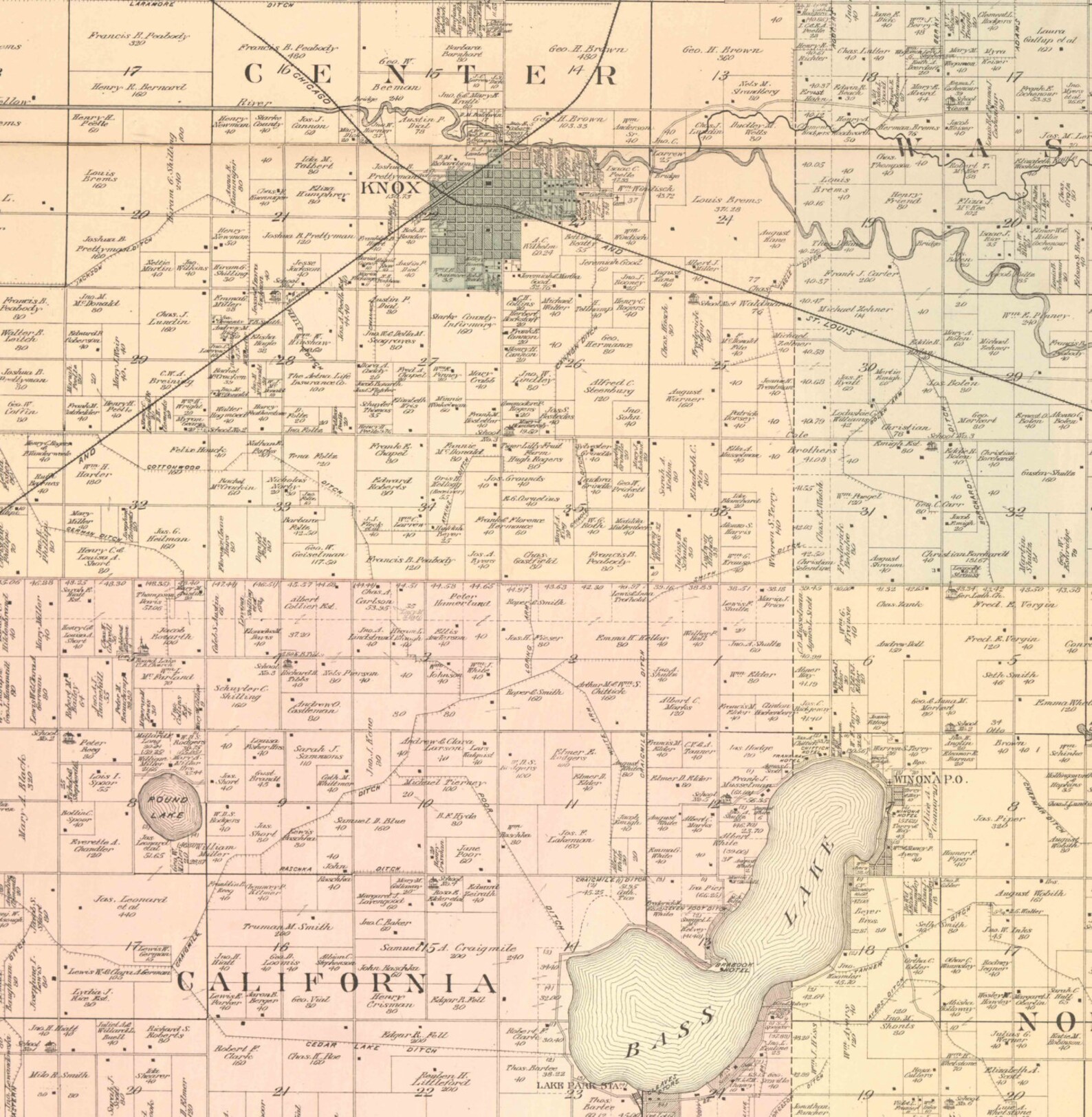 Starke County Indiana 1898 Old Wall Map Reprint with Etsy