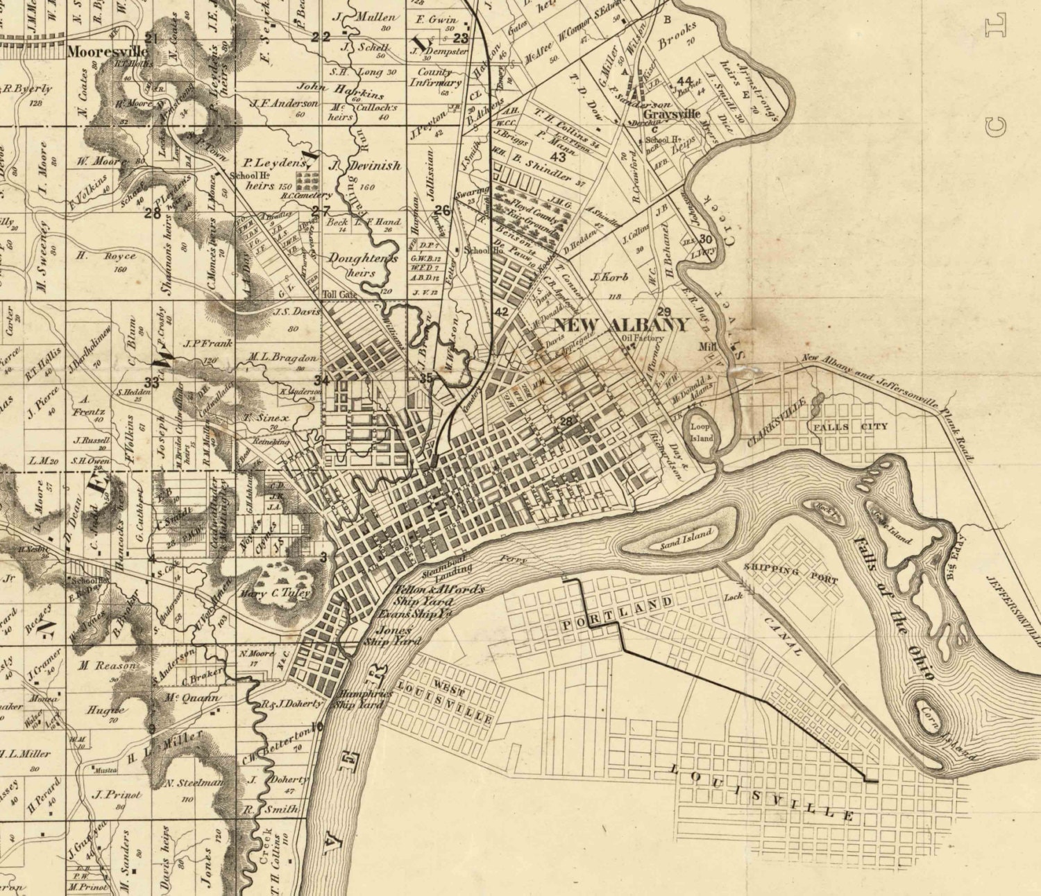 Floyd County Indiana 1859 Old Wall Map Reprint With Etsy