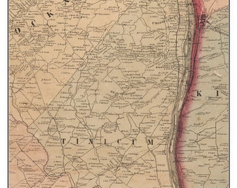 Tinicum 1860 Old Town Map with Homeowner Names - Pennsylvania - Reprint Genealogy - Bucks County PA TM