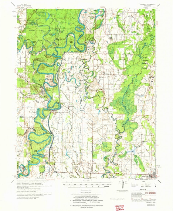 Cache River Arkansas Map Gregory 1972 Old Topo Map White River Cache River | Etsy