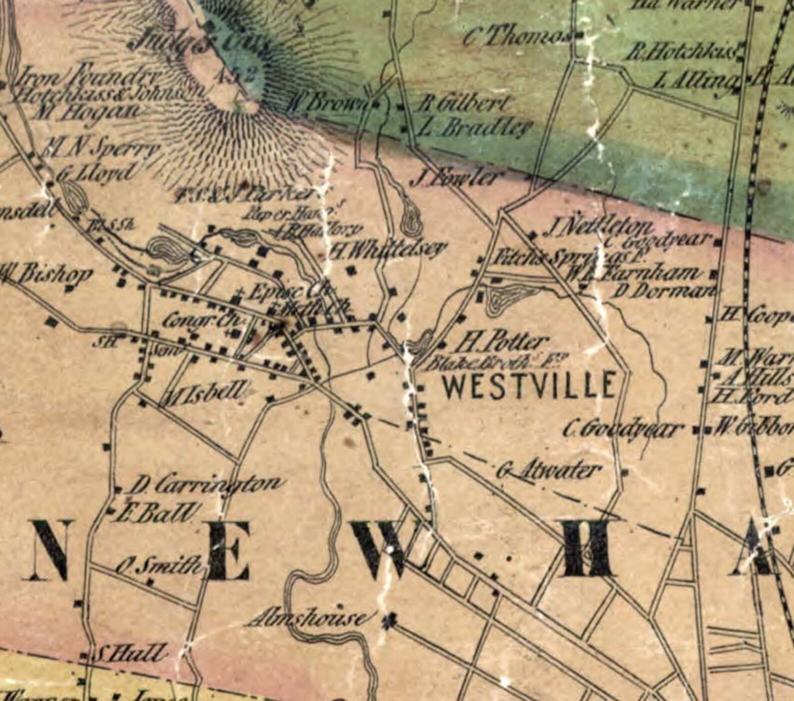New Haven County Connecticut 1852 Old Wall Map Reprint with Etsy
