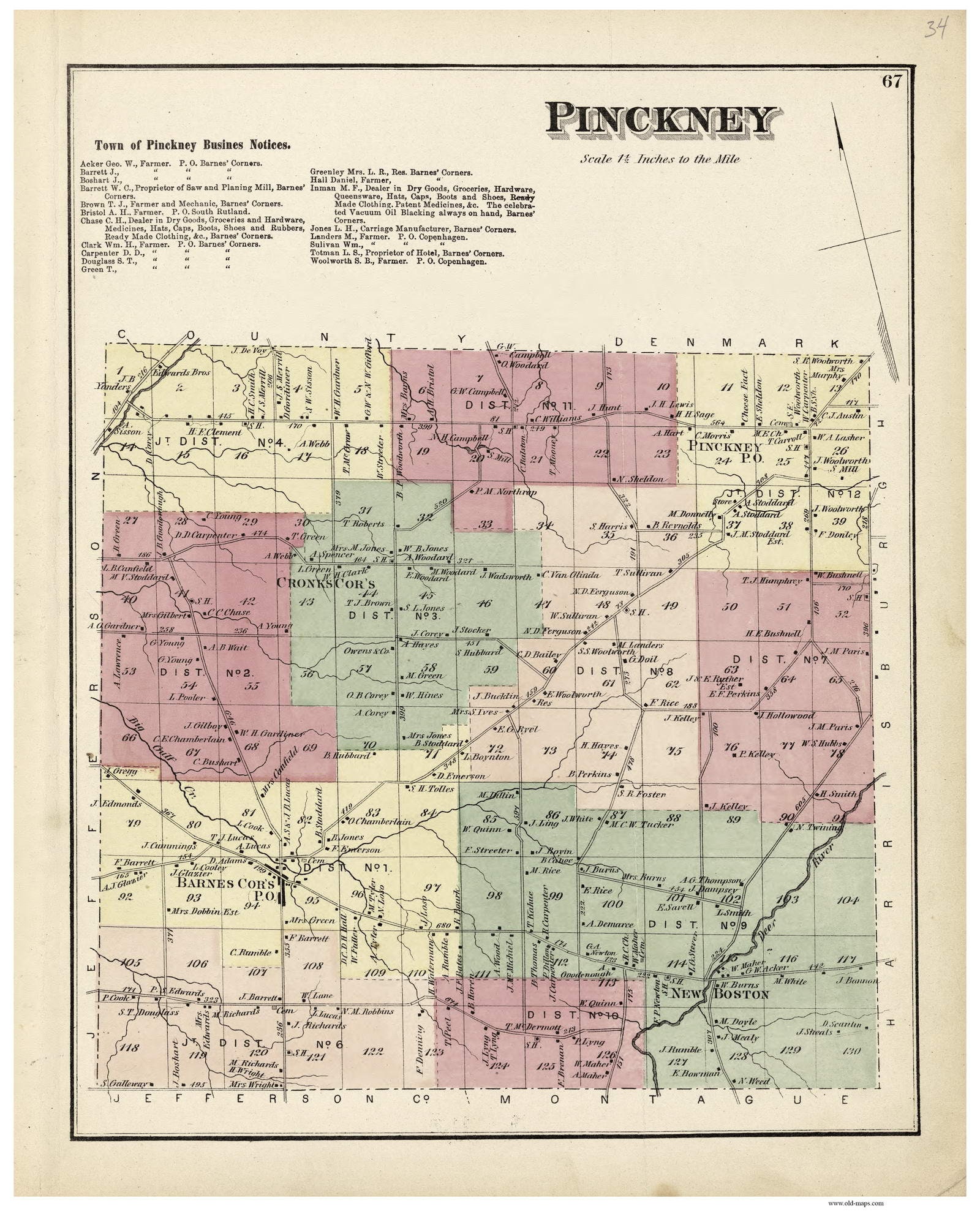 Keller New York Map Pinckney 1875 Old Town Map Reprint Lewis County New York | Etsy