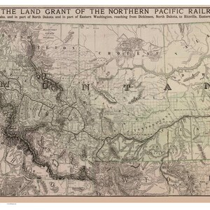 Northern Pacific Railroad 1890 - Montana, Idaho & Part of North Dakota - Old Map Reprint - Midwest USA Regional