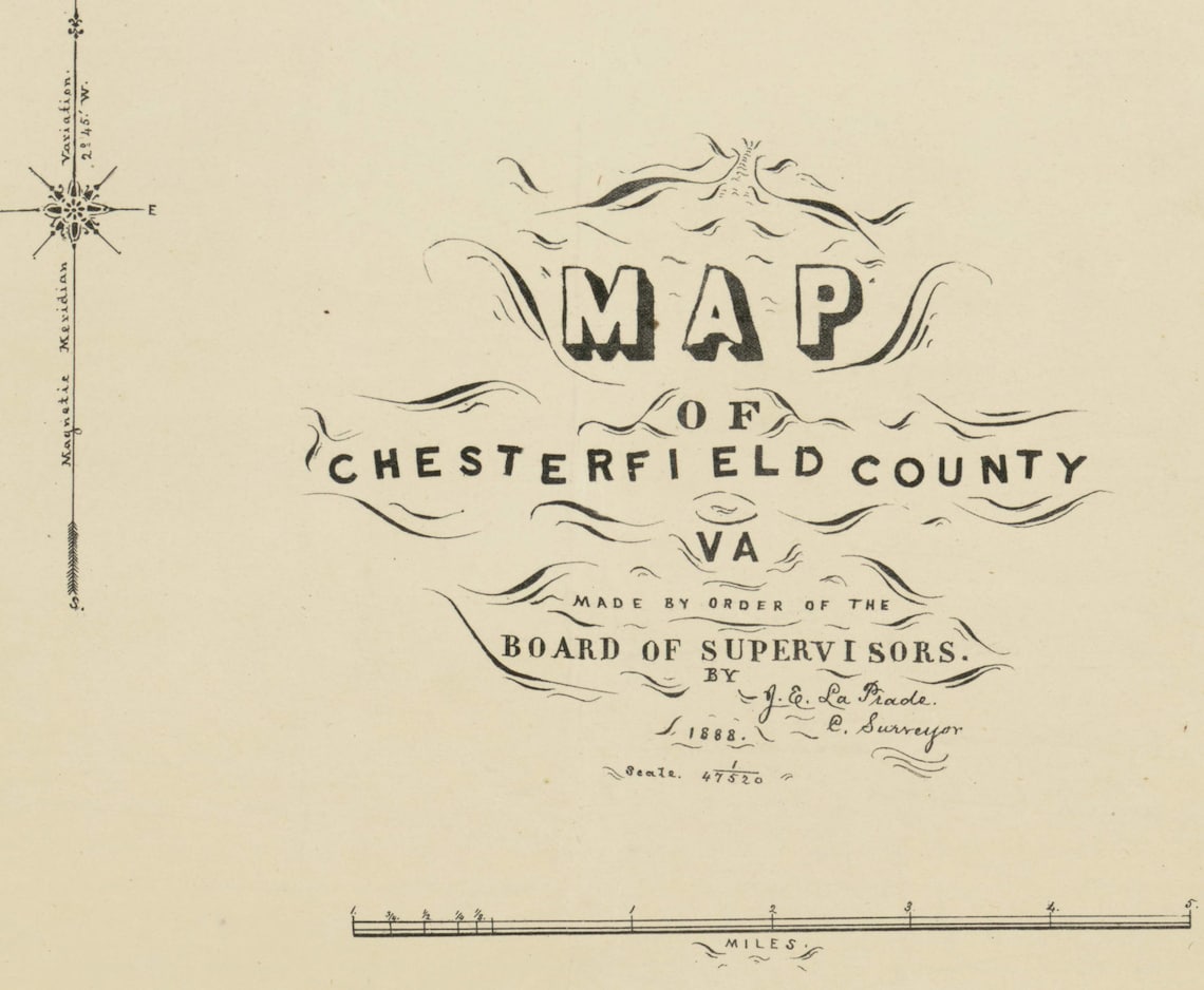 Chesterfield County Virginia 1888 Old Wall Map With Homeowner - Etsy