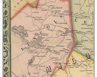 Concord and Lincoln 1906 Old Town Map with Homeowner Names Massachusetts Middlesex County Atlas V2
