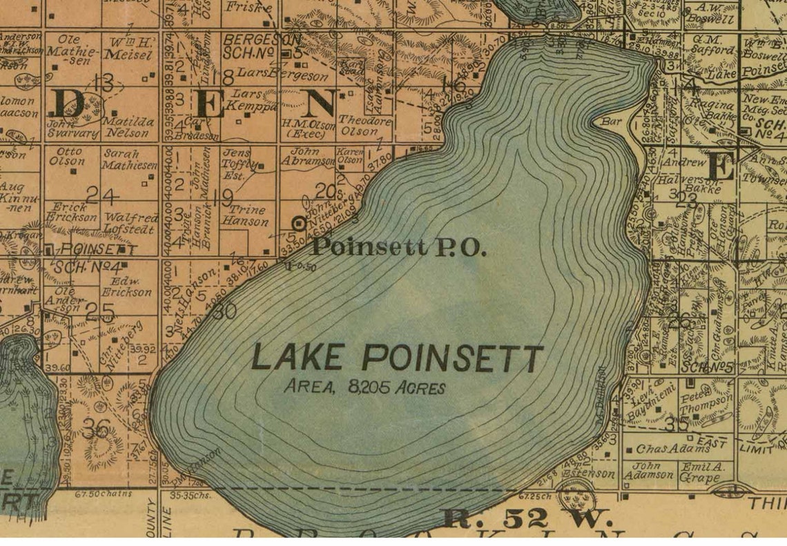 Hamlin County South Dakota 1897 Old Wall Map with Etsy