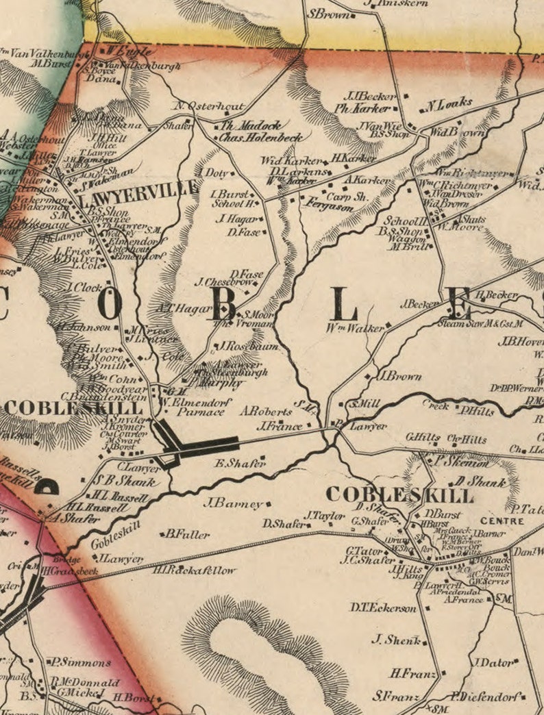 Schoharie County New York 1856 Wall Map Reprint With Etsy