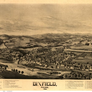 Dixfield Maine - 1896  - Birds Eye View  Reprint