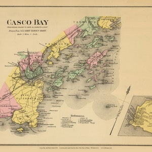 Casco Bay Peaks Island 1894 CUSTOM Old Map Reprint Maine State Atlas Stuart 008a