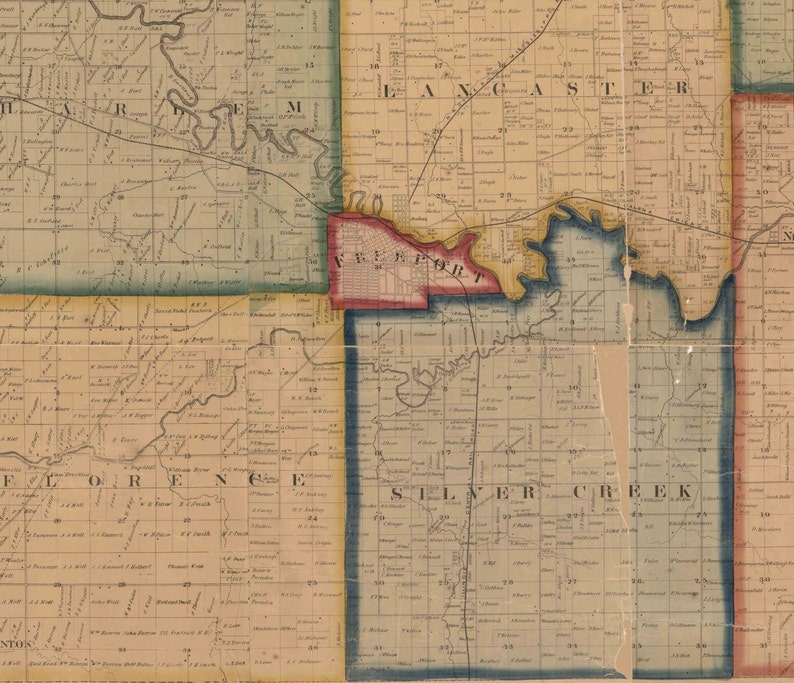 Stephenson County Illinois 1859 Old Wall Map Reprint With Etsy