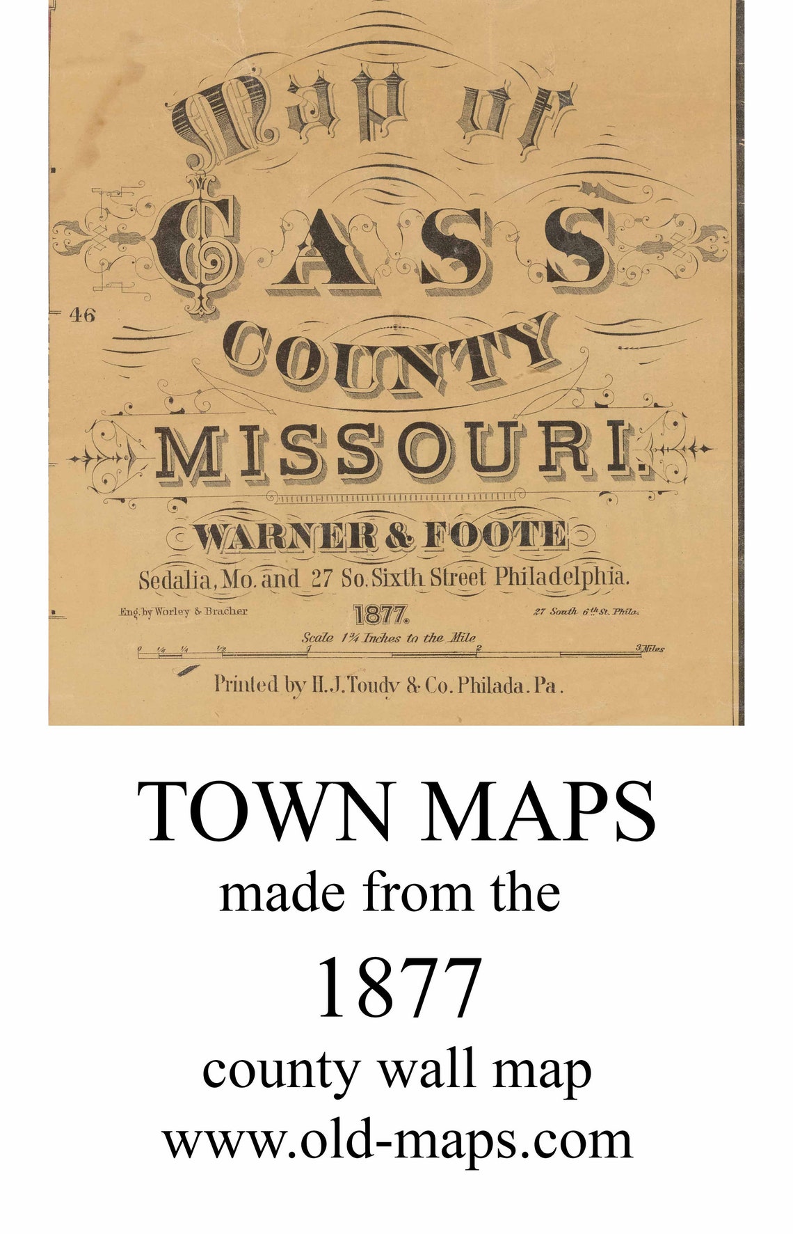 Raymore 1877 Old Town Map With Homeowner Names Missouri Etsy