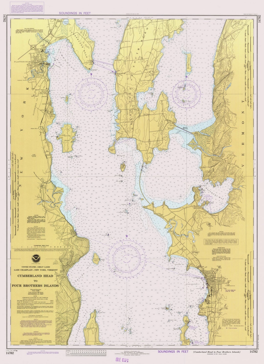 Lake Champlain Plattsburgh NY & Burlington VT 1983 Etsy