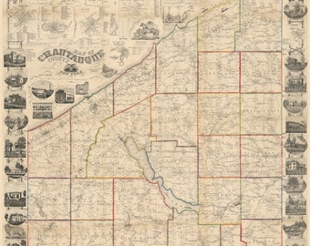 Chautauque County  New York 1854  - Chautauqua Old Wall Map Reprint with Homeowner Names - Genealogy