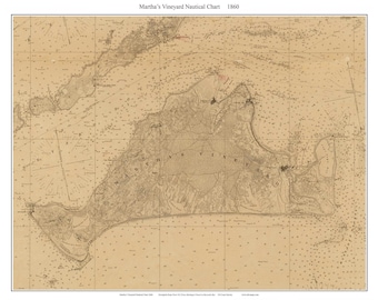 Martha's Vineyard 1860  Nautical Map Custom Print Massachusetts